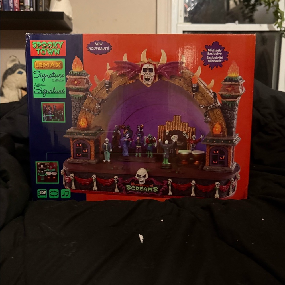 Lemax Spooky Town Screams Display with Red and Purple Accents
